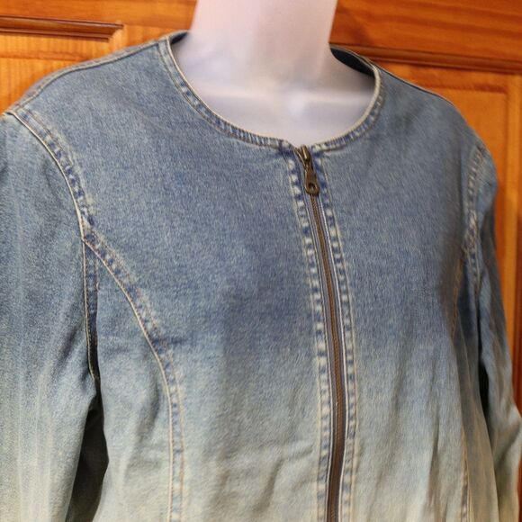 Spanner Vintage 90s/Y2K Ombré Denim Jacket & Flare Jeans Coordinated Set - Picture 2 of 16